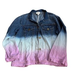 BiBi Blue Purple Ombre Jean Jacket Medium NEW Degrade Denim